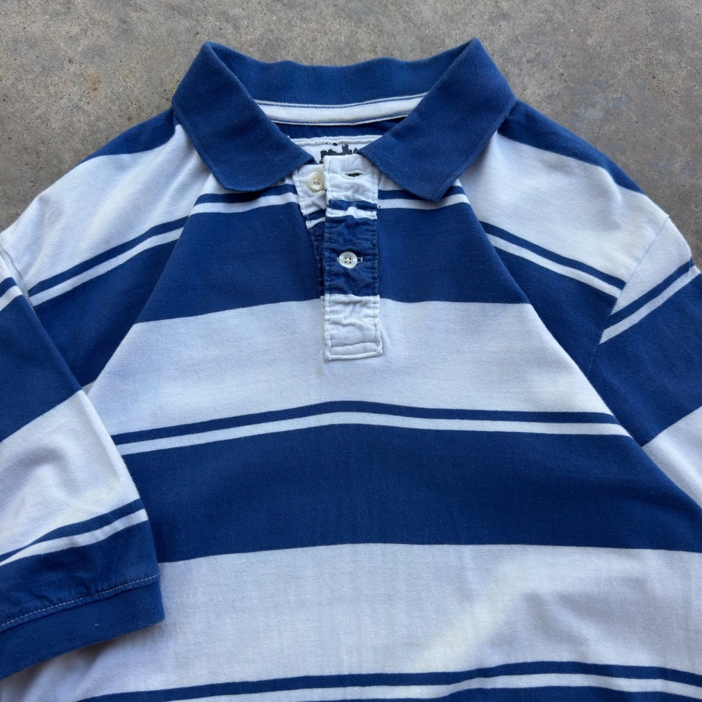 Vintage Y2K No Boundaries Polo Striped Streetwear Blue White XL (k3)